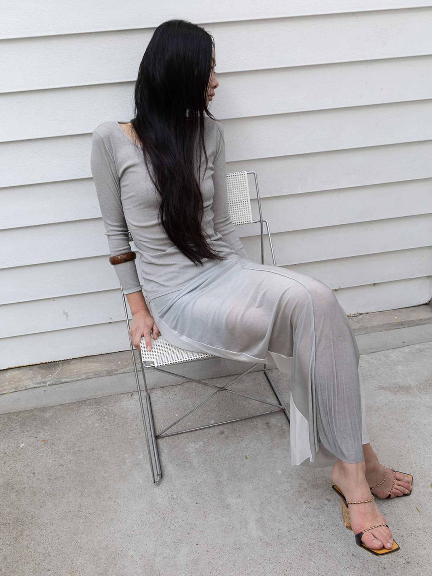 Drop Skirt II - ice grey / white