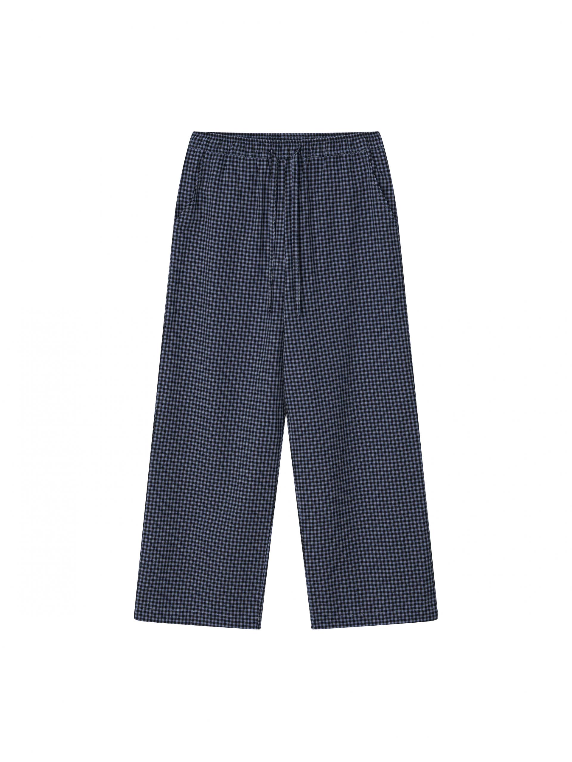 Banding Pants - check navy