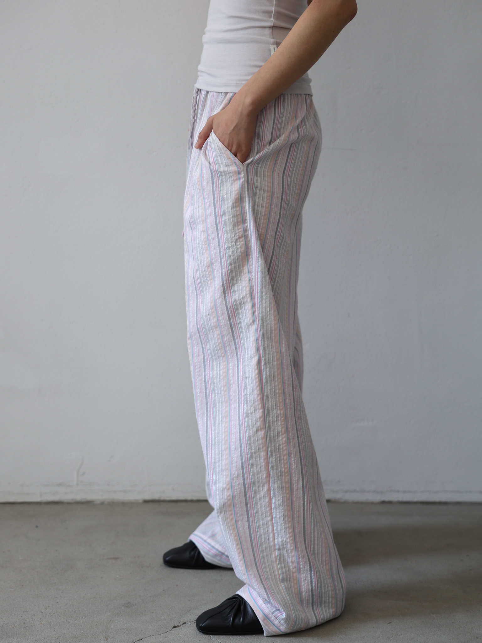 Banding Pants - stripe pink