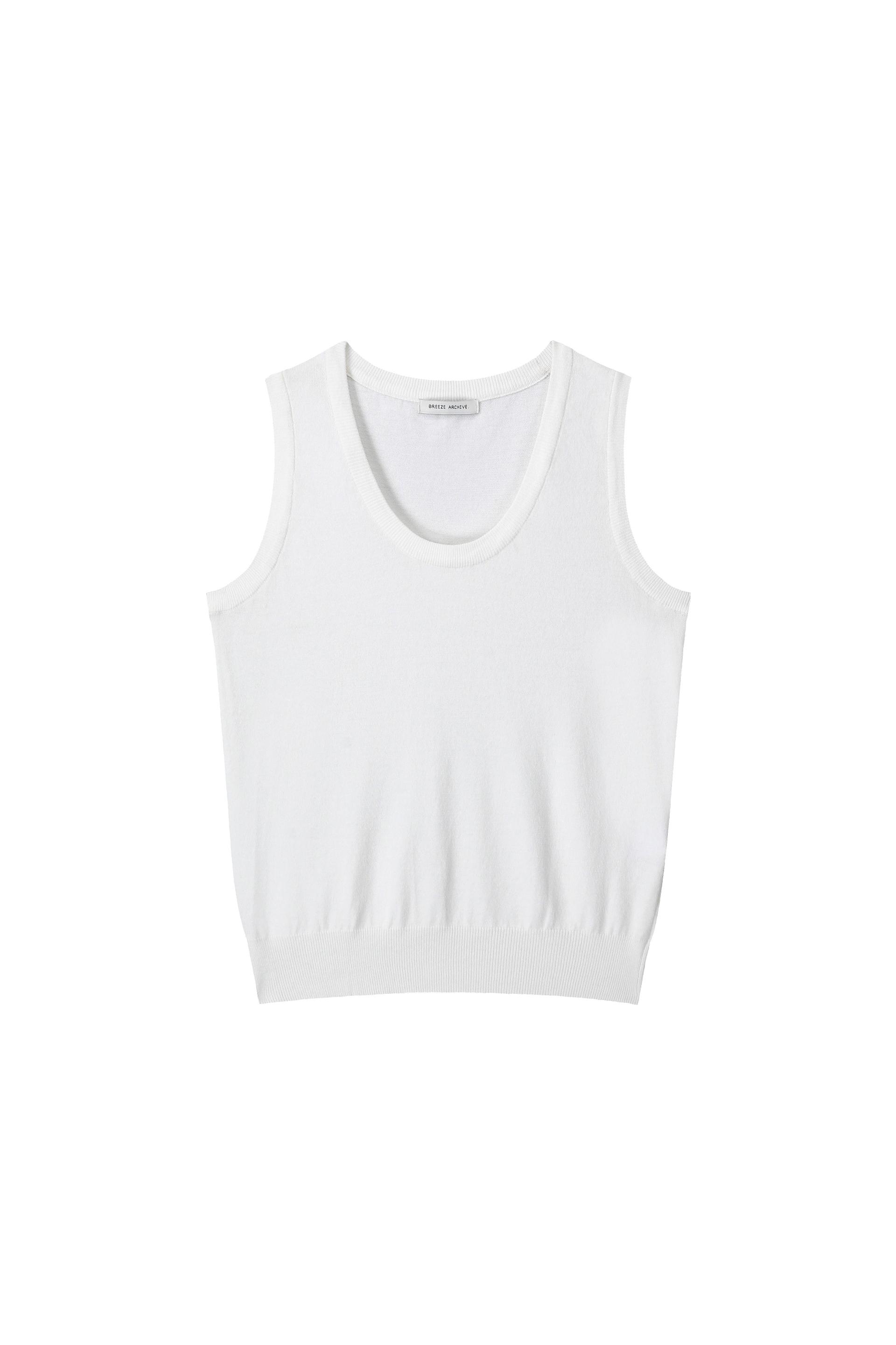 U-neck Knit Vest - ivory