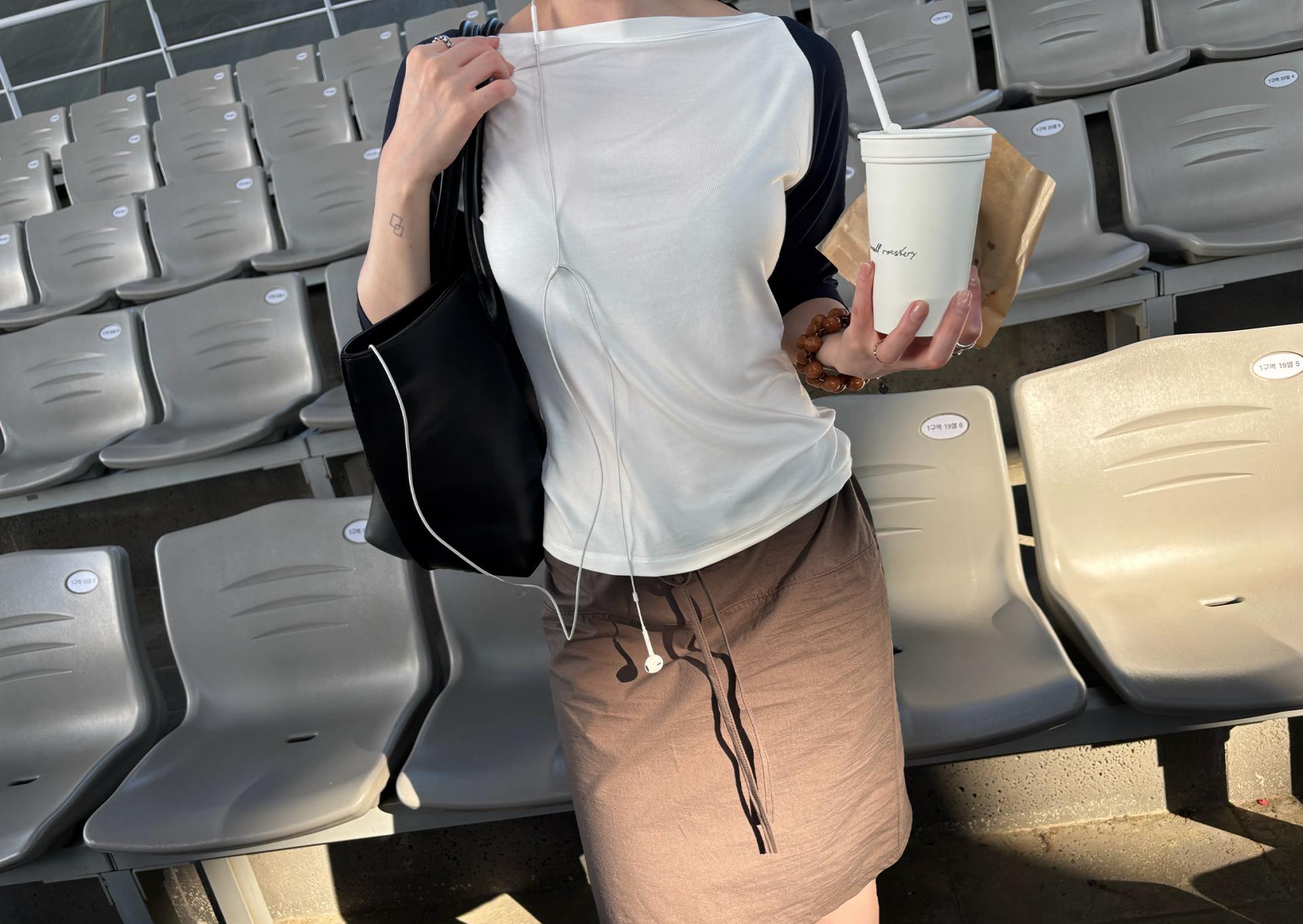 Raglan Half Sleeve T-Shirt - cream/navy / 7월 말 출고