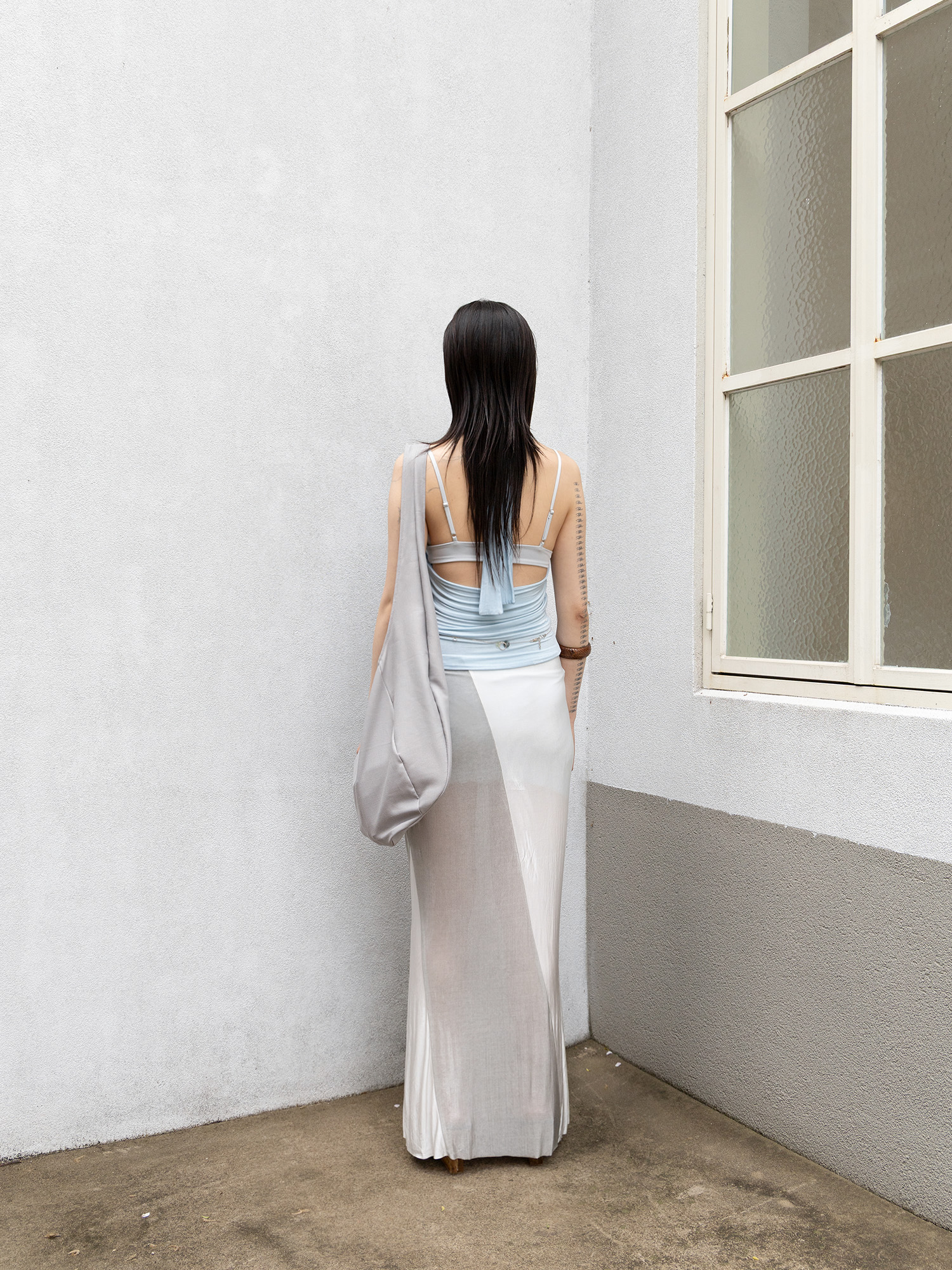 Block Scarf Halter - glacier