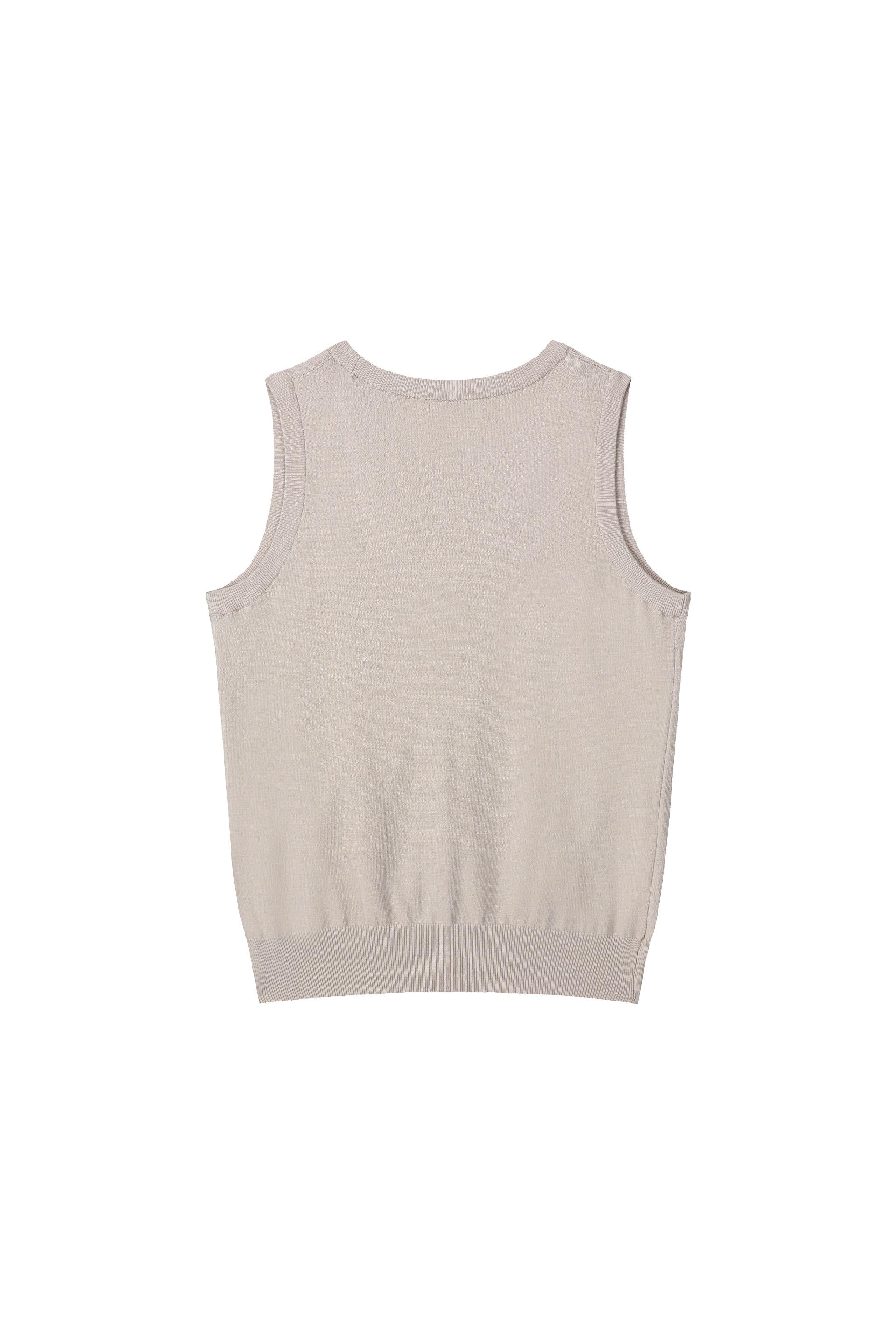 U-neck Knit Vest - beige