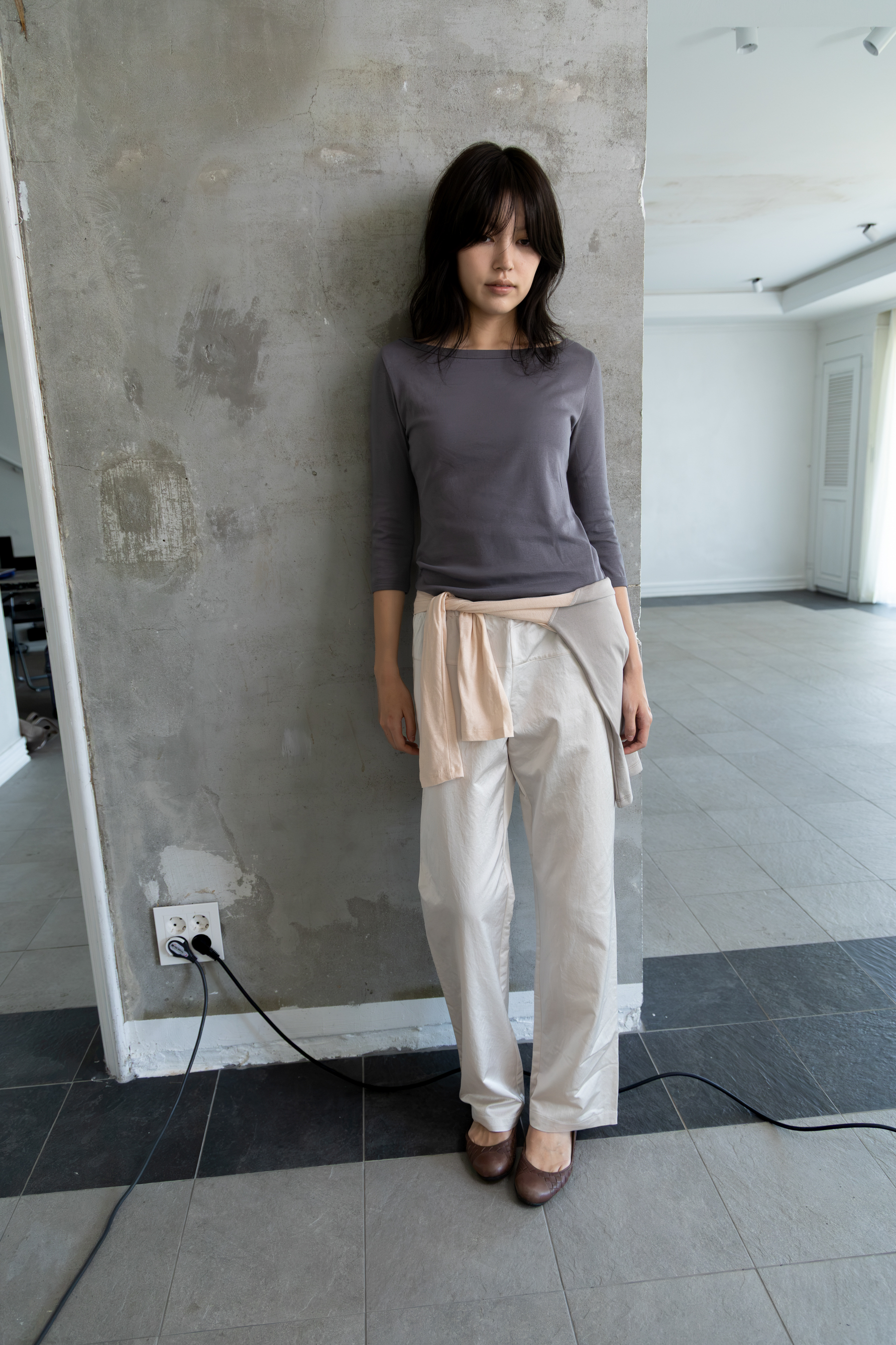 Boatneck 3/4 Sleeve Tee - charcoal / 10월 29일 출고