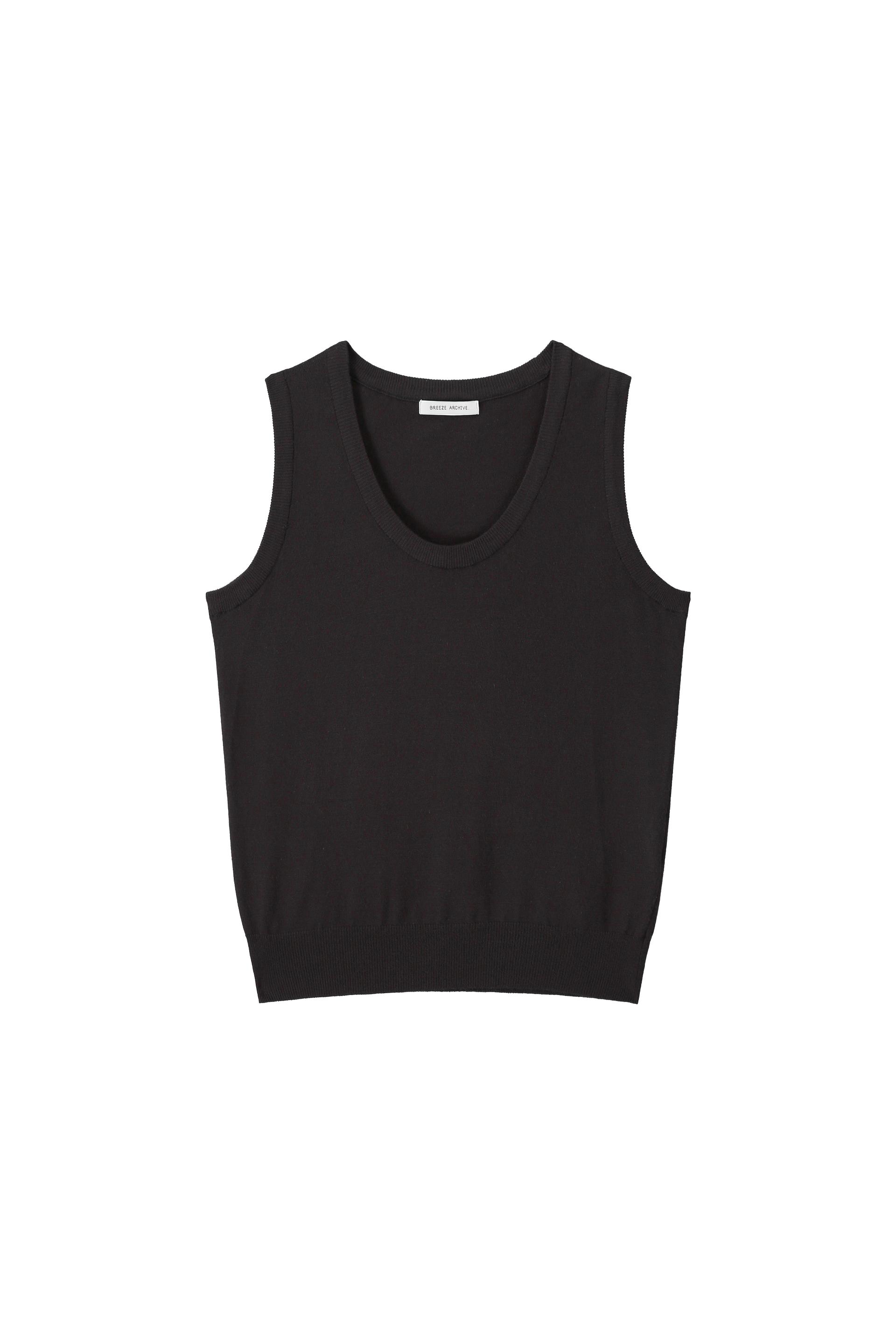 U-neck Knit Vest - black