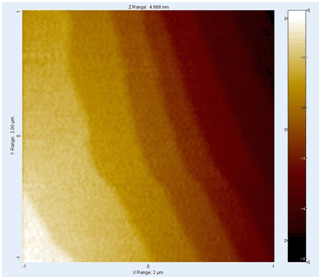 2D representation of 312 pm Si (111) atomic steps measured by AFM