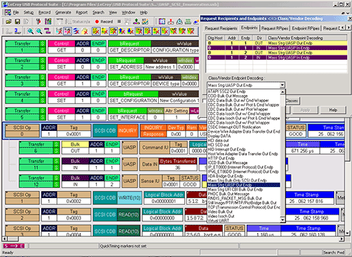 분석 소프트웨어 USB 장치 디코딩의 화면 샷