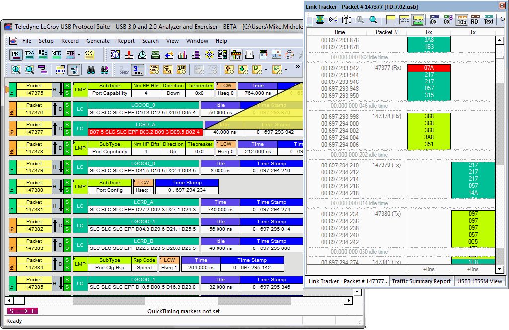 분석 소프트웨어 USB 장치 디코딩의 화면 샷