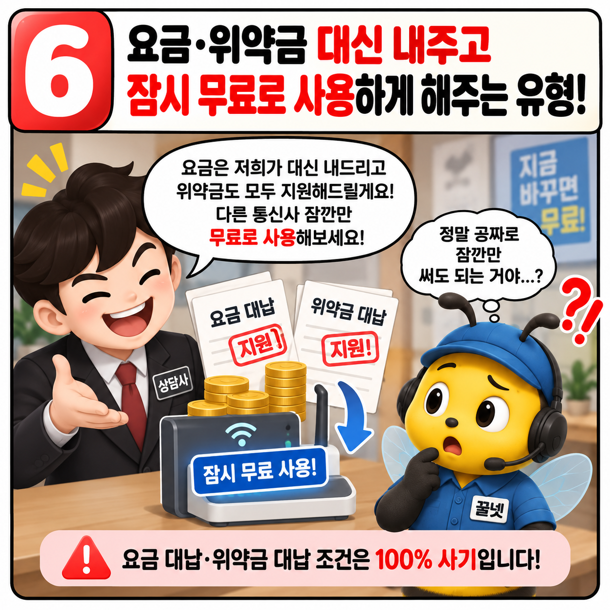 인터넷 요금과 위약금을 대신 내준다는 가입 권유 주의사항