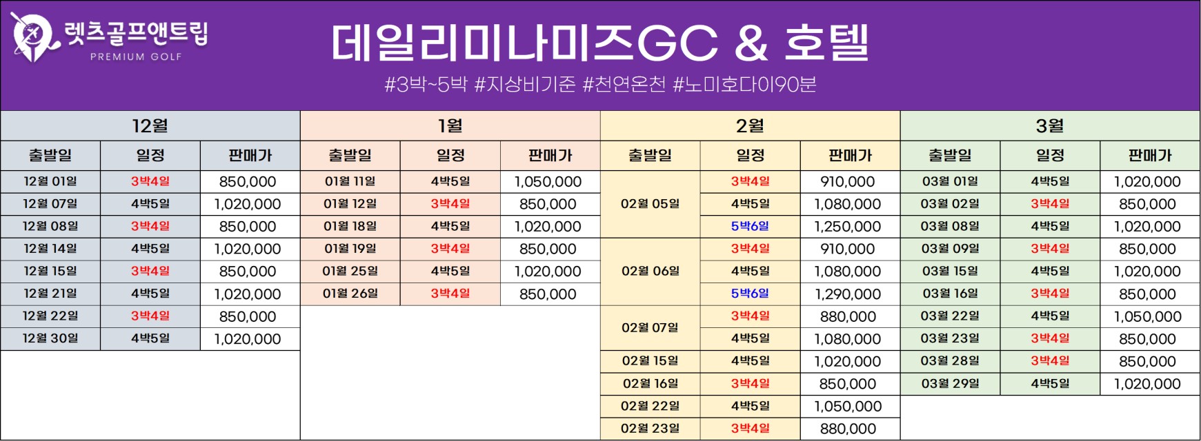 일본/나고야 미즈나미GC 26년 12월~27년 3월