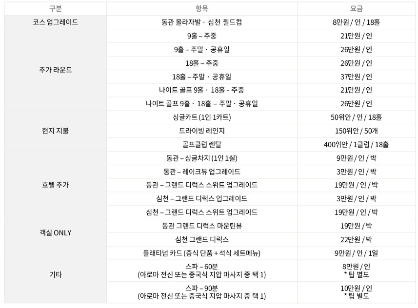 중국/심천 미션힐리조트 골프 26년 9월~27년 3월