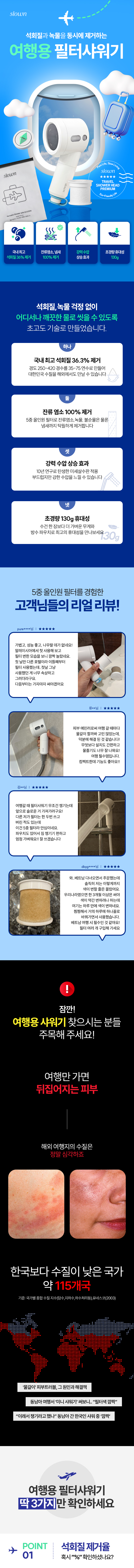 [5중 압축 필터] 슬로운 친환경 소재 여행용 샤워기