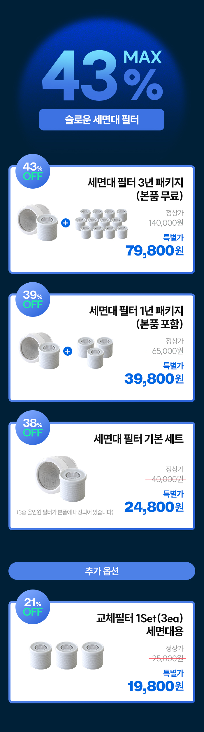 [3중 올인원] 슬로운 세면대 필터