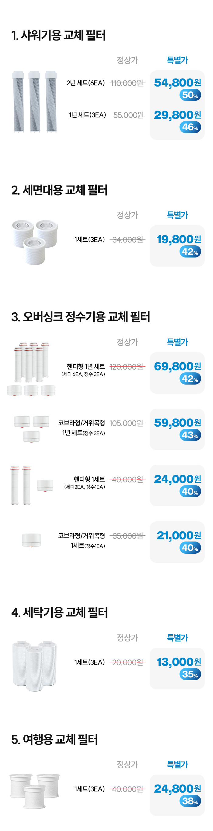 [교체필터] 슬로운 전용 교체 필터 모음