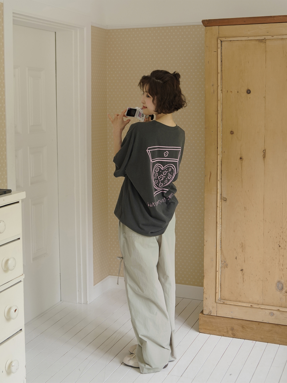 RIBBON TUCK WIDE PANTS - powder mint