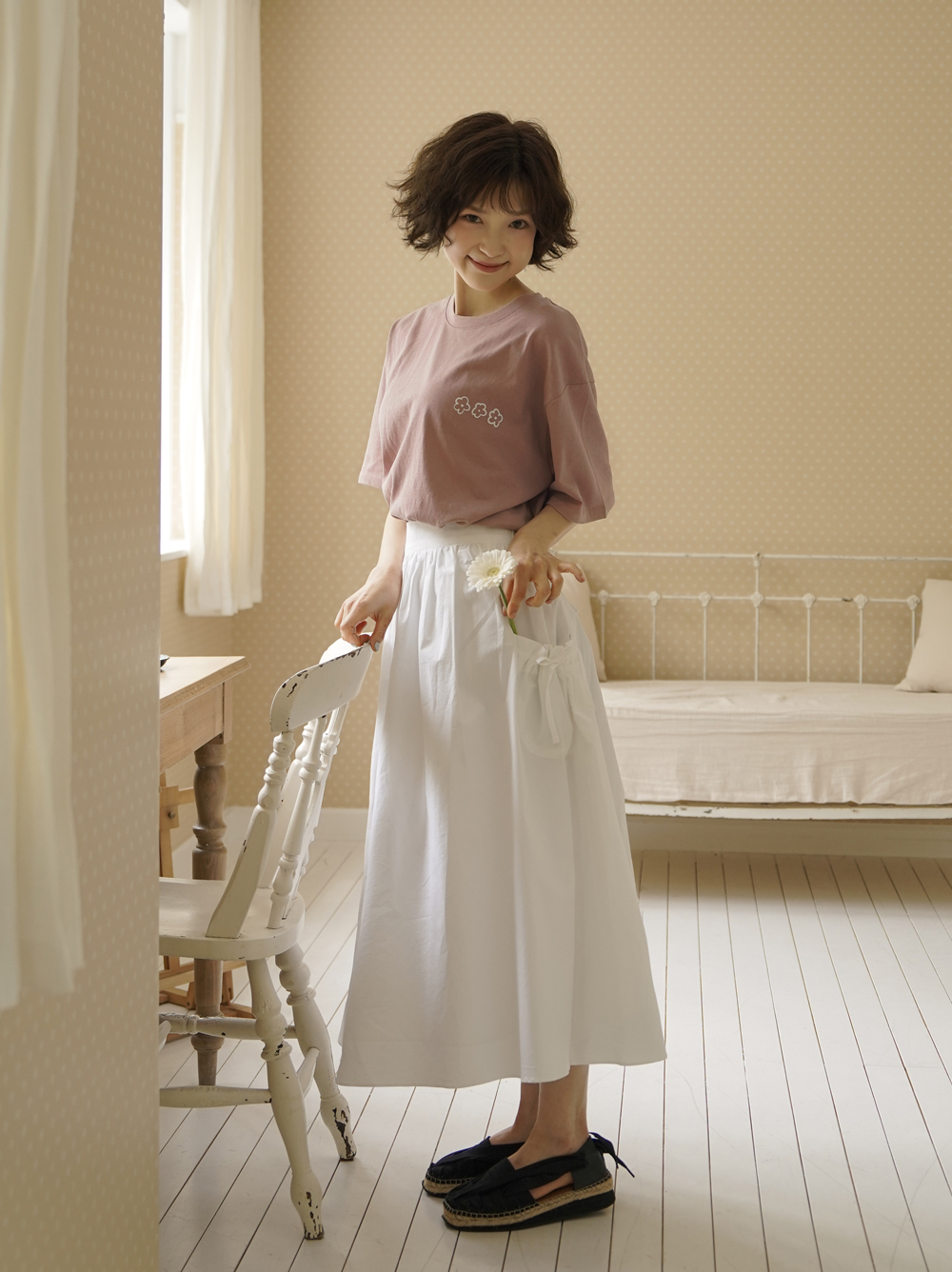 RIBBON POCKET COTTON SKIRT