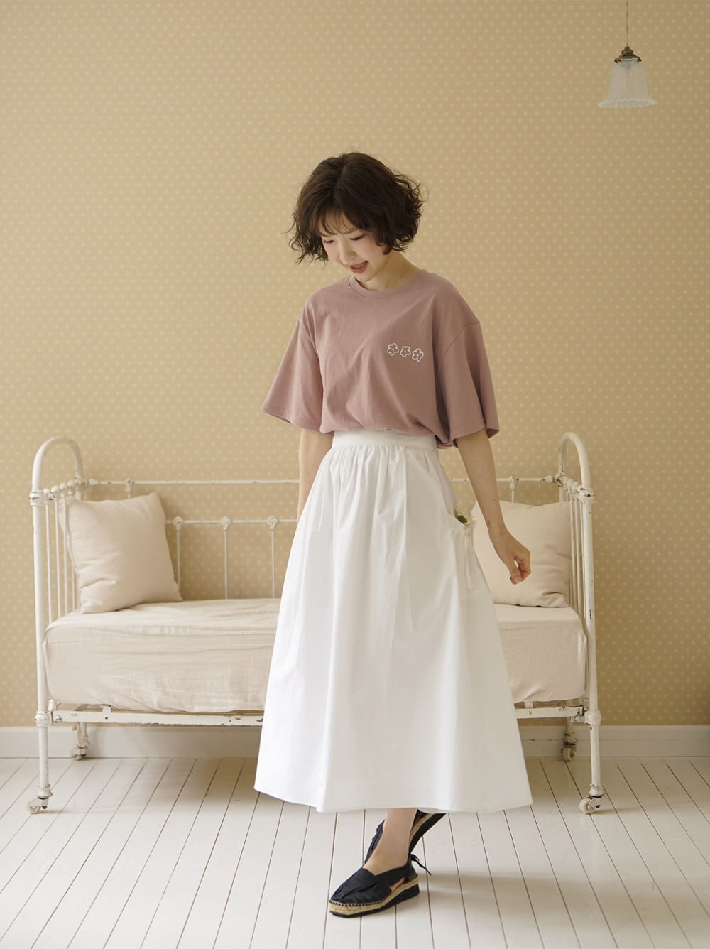 RIBBON POCKET COTTON SKIRT