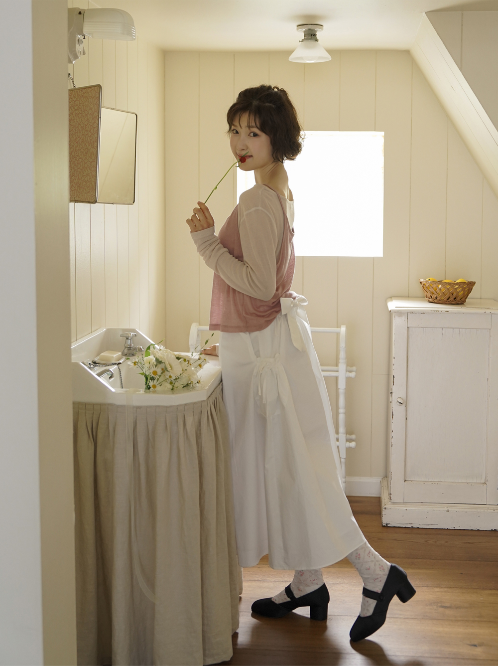 RIBBON POCKET COTTON SKIRT