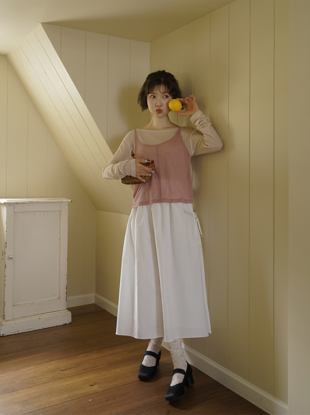 RIBBON POCKET COTTON SKIRT