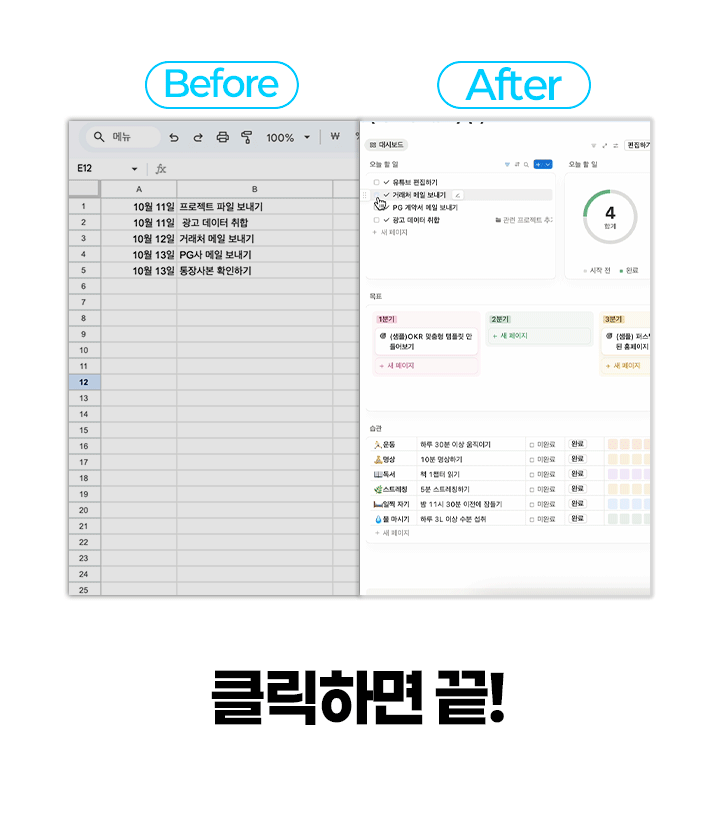 [노션 업무일지 템플릿] 오하나 템플릿