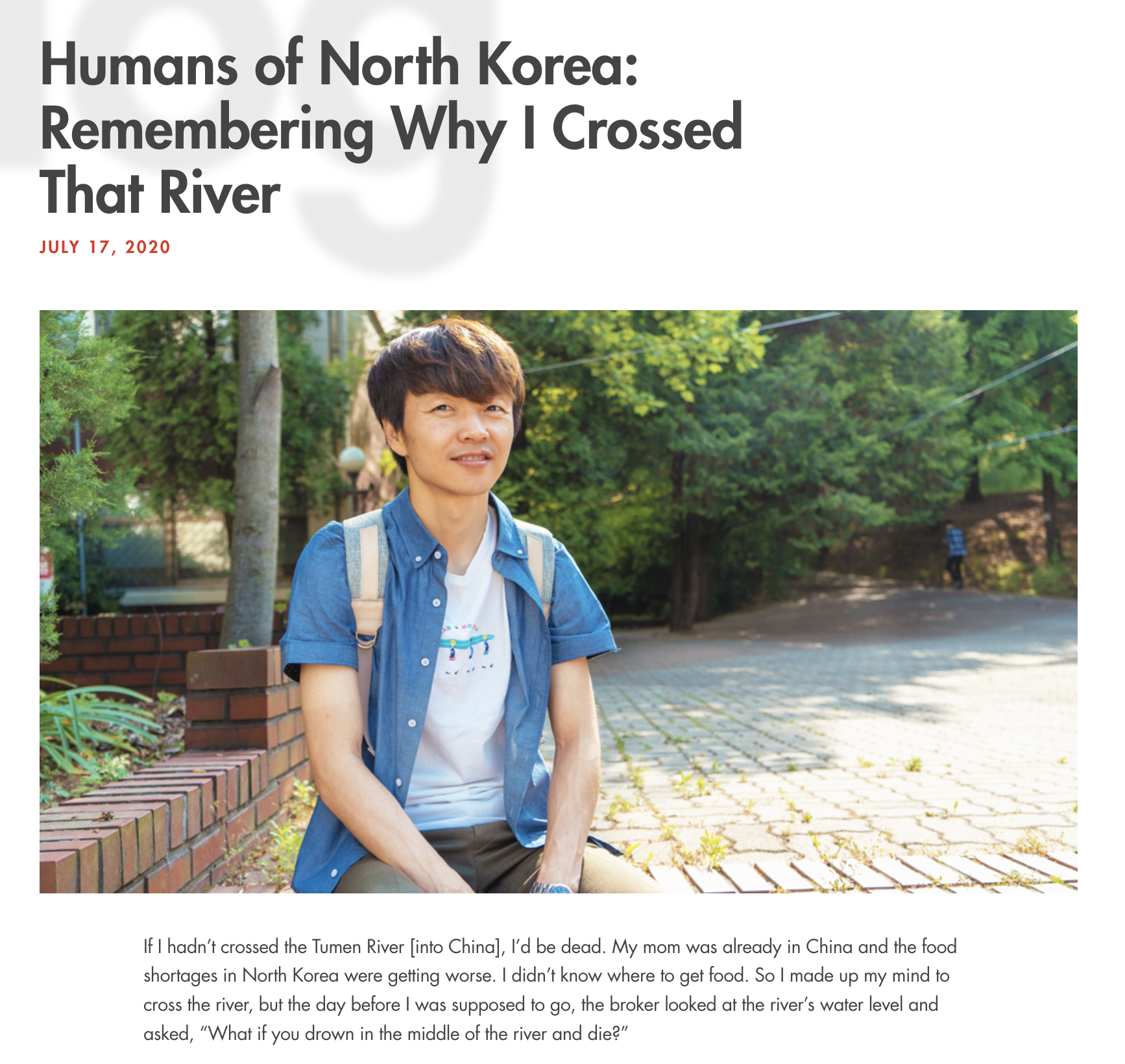 북한 출신 사람 개인을 조명하는 링크의 프로젝트 Humans of North Korea 중 일부