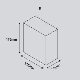 B : 가로 135 x 세로 175 x 폭 70mm → 보조배터리 , 스탠드 무선충전기, 비누+수세미  등 넣는 용도