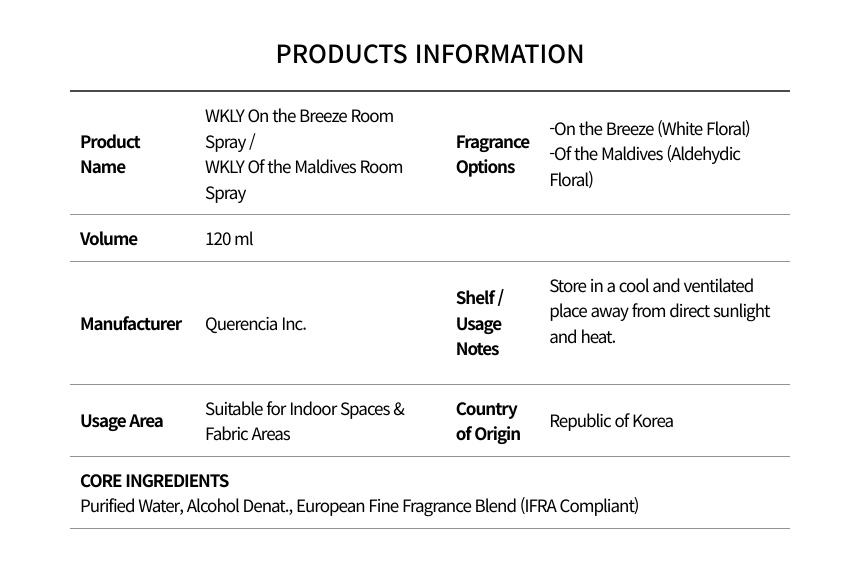 WKLY Perfume Room Spray 120ml