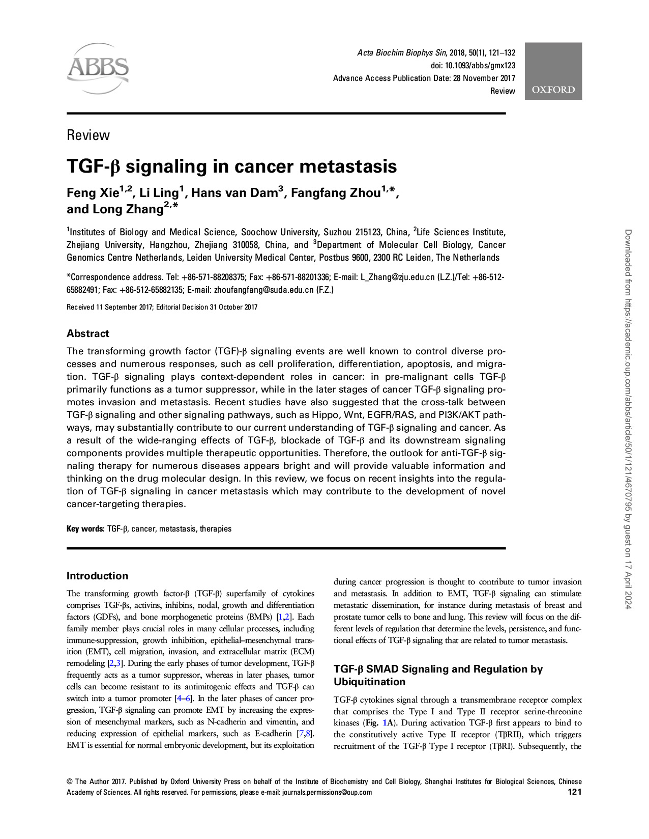 TGF-β Signaling in Cancer Metastasis: A Dual-Role Player in Progression and Therapy Resistance 논문 이미지