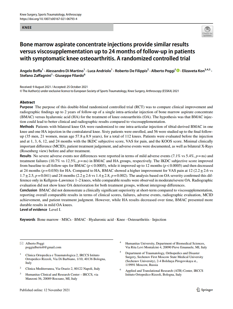 Bone marrow aspirate concentrate injections provide similar results ...