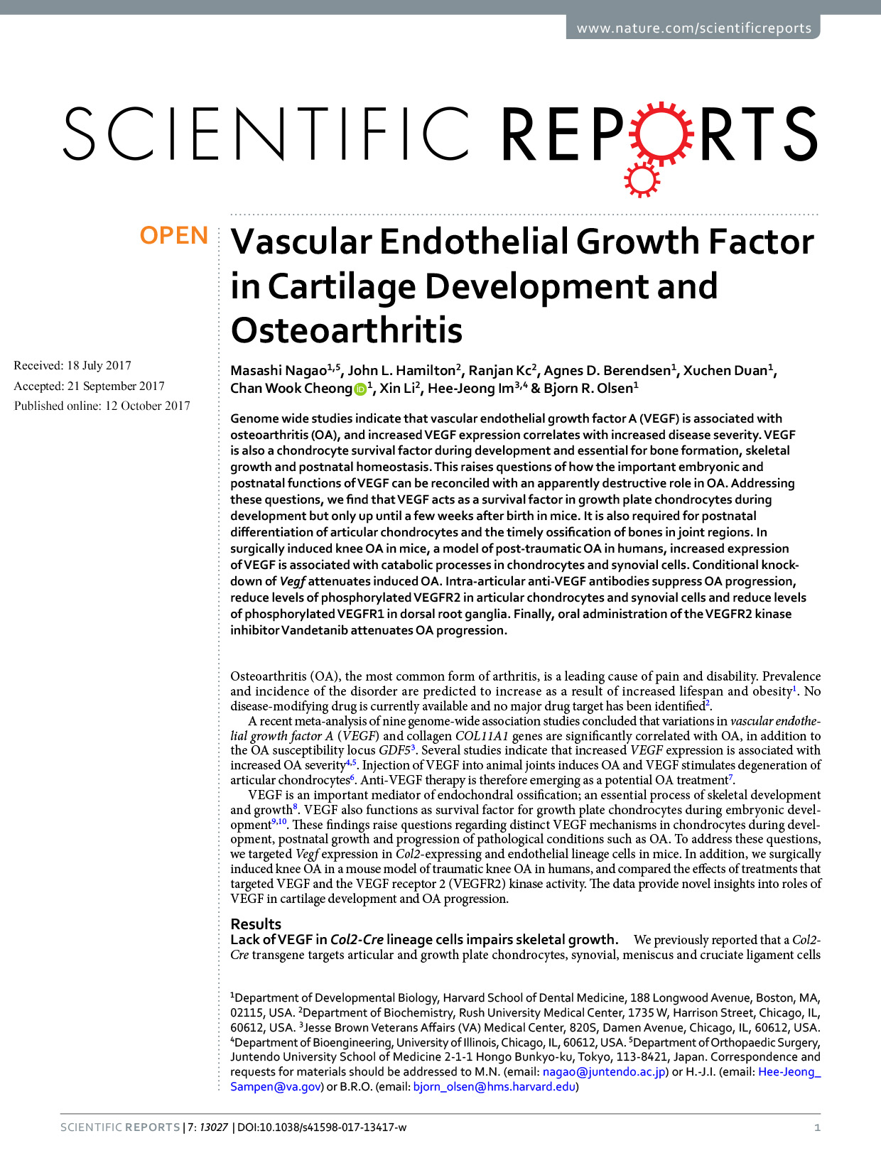 Vascular Endothelial Growth Factor in Cartilage Development and Osteoarthritis 논문 이미지
