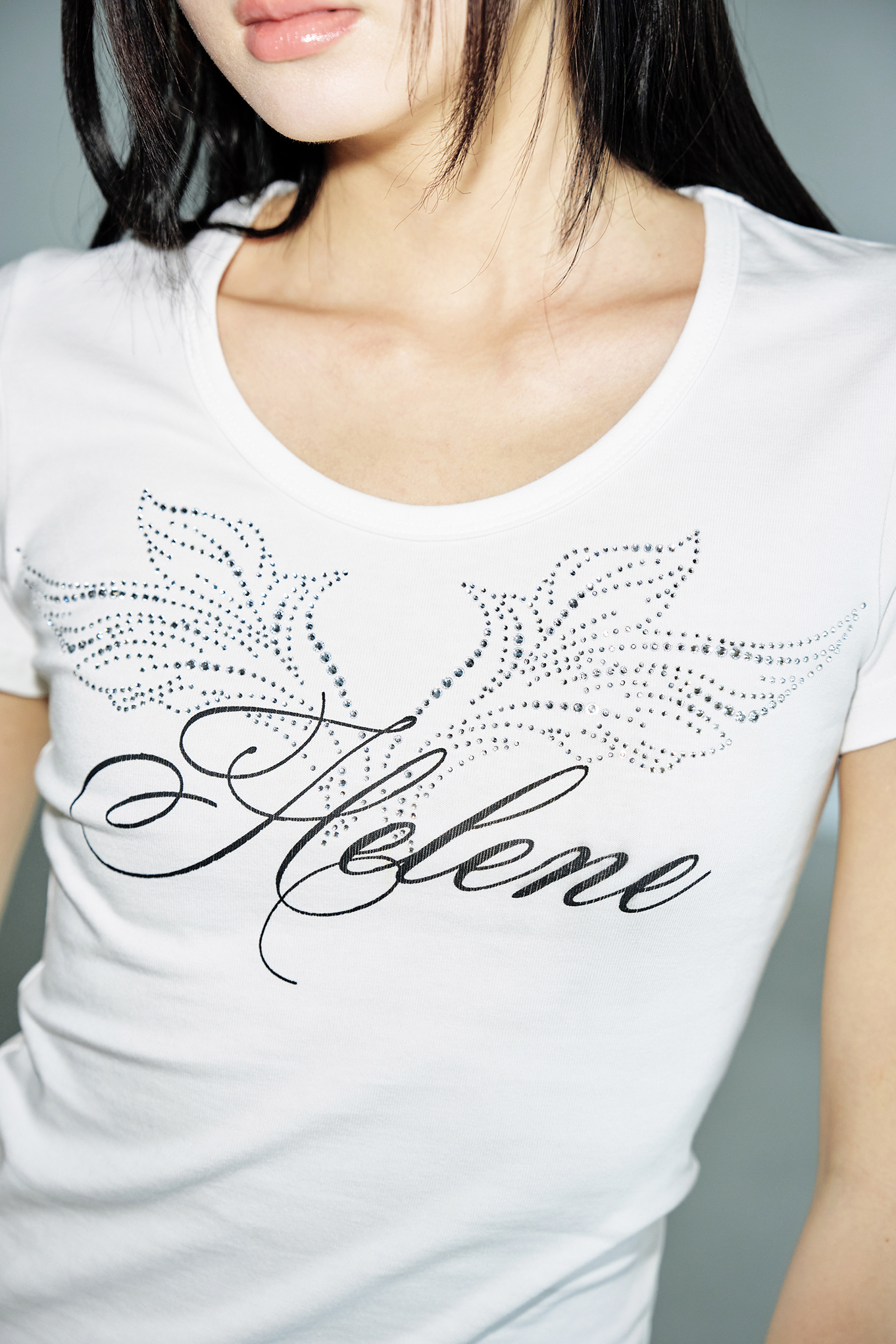 ★HELENE PARIS★ Angel Lettering Cubic Half T-Shirt Black MUSINSA | HELENE PARIS Angel Lettering Cubic Half T-Shirt