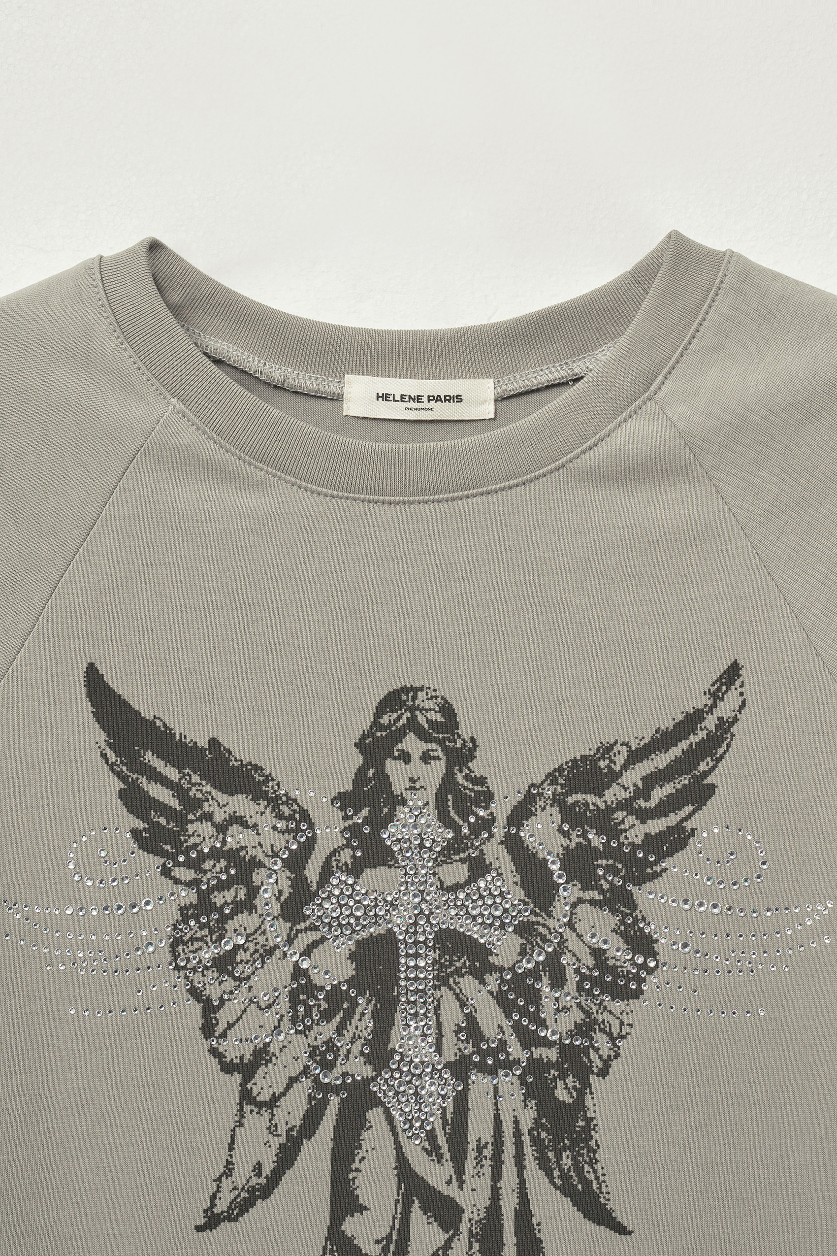 MUSINSA | HELENE PARIS Angel Wings Cubic Half T-shirt [Sage]
