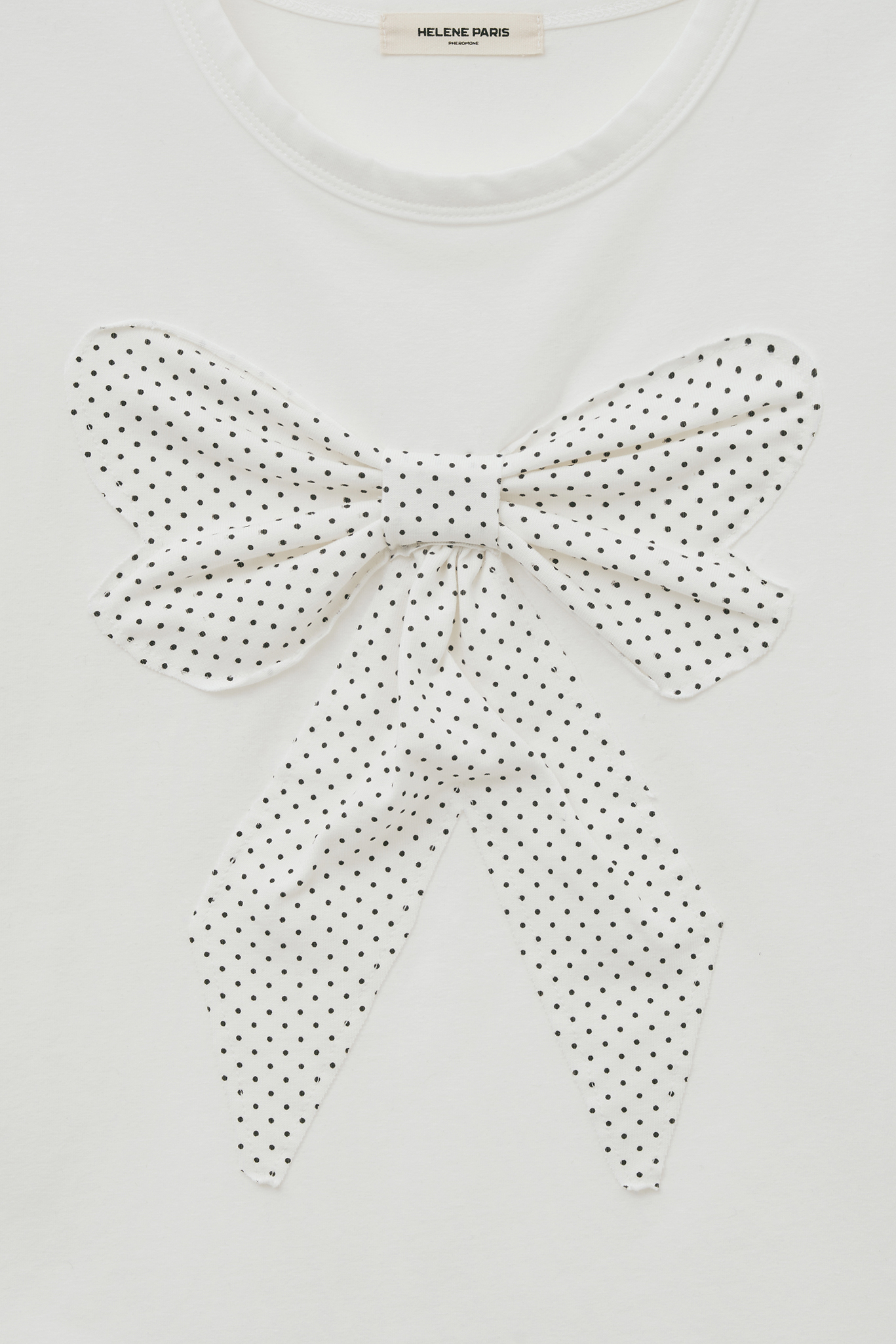 【HELENE PARIS】ONLY Stud Applique Half T-shirt Tシャツ MUSINSA | HELENE PARIS Ribbon Applique Dot Half T-shirt [Ivory]