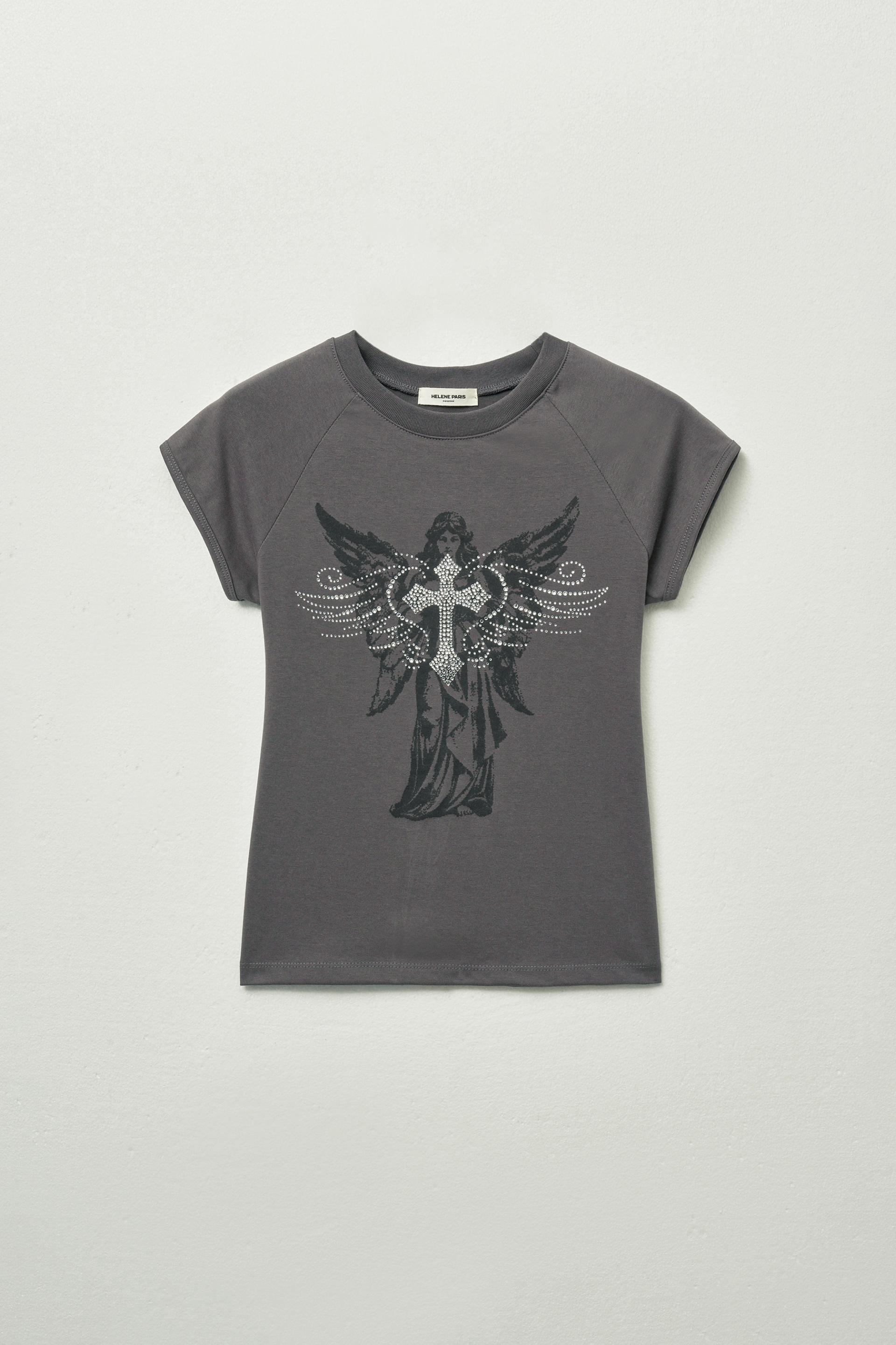 Tシャツ・カットソー [HELENE PARIS] Angel Wings Cubic Half T-Shirt : 3color MUSINSA | HELENE PARIS Angel Wings Cubic Half T-shirt [Sage]