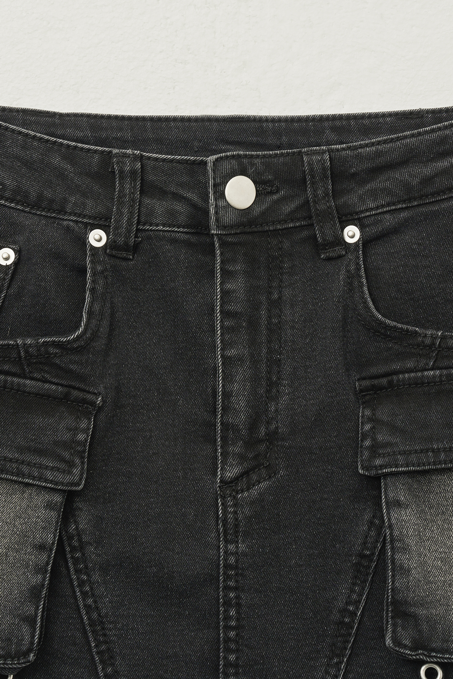 MUSINSA | HELENE PARIS Bohemian Washed Denim Skirt [Deep Gray]