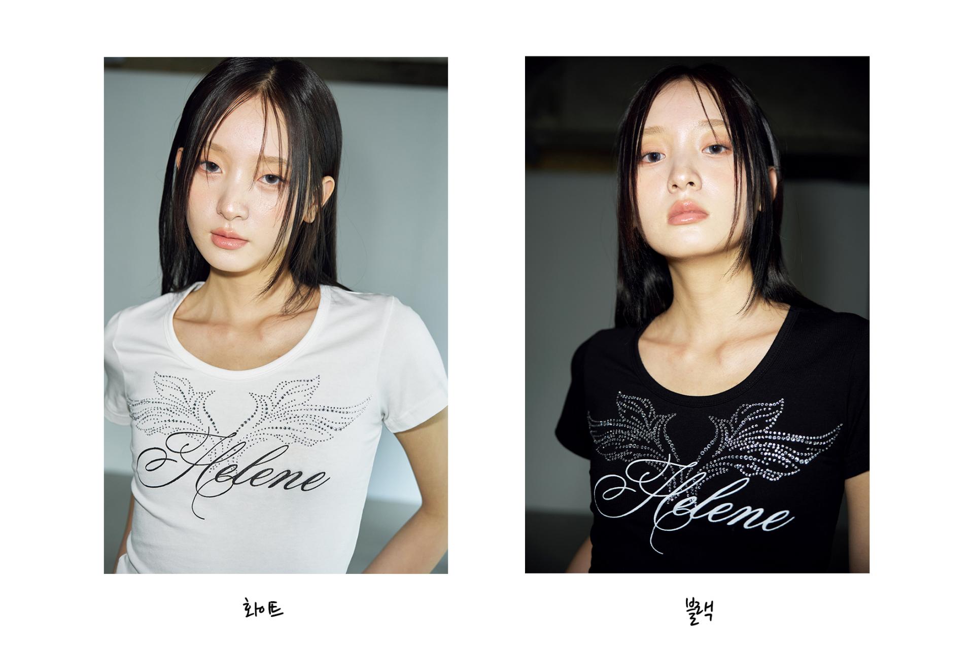MUSINSA | HELENE PARIS Angel Lettering Cubic Half T-Shirt