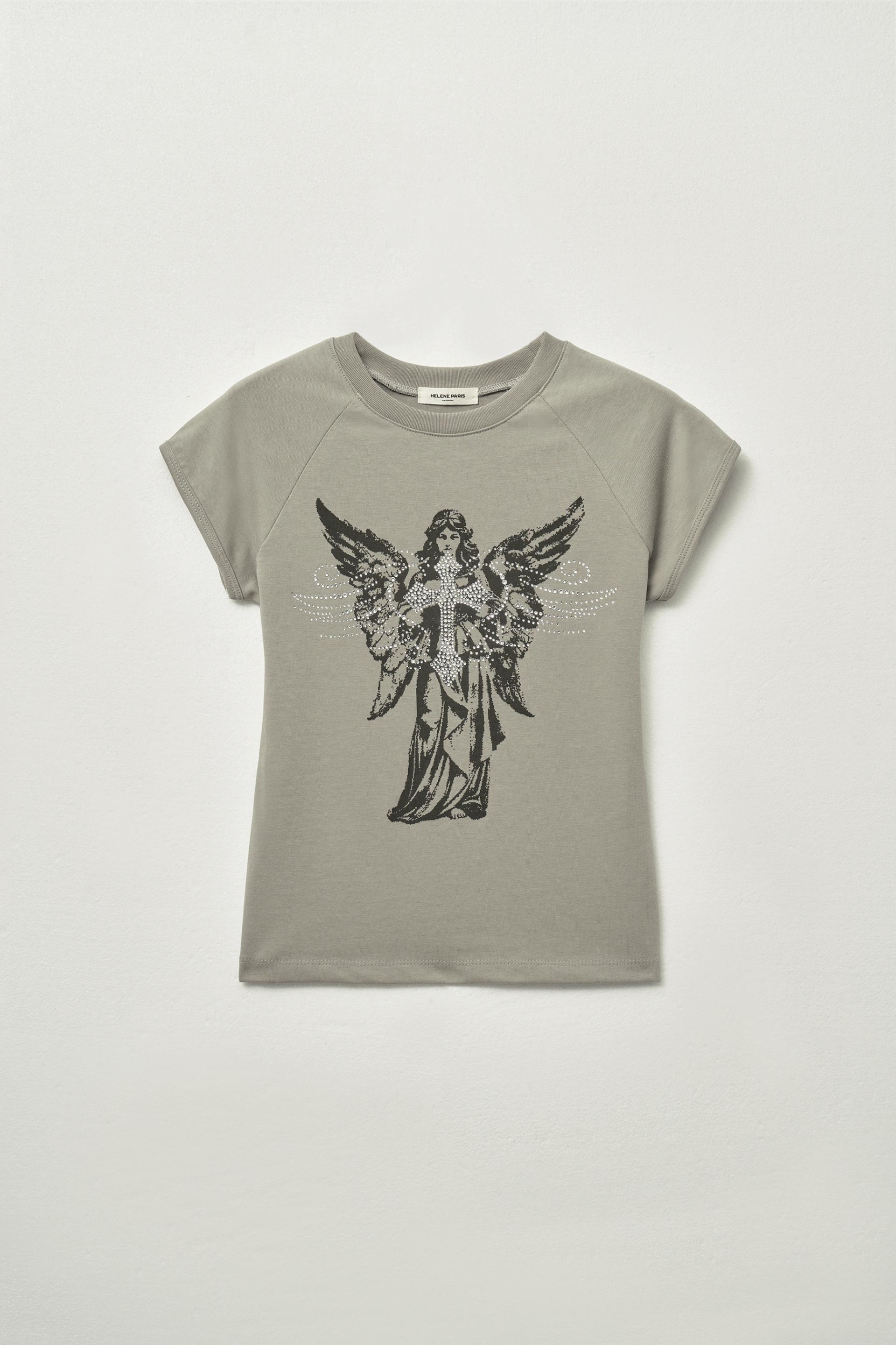 Tシャツ・カットソー [HELENE PARIS] Angel Wings Cubic Half T-Shirt : 3color MUSINSA | HELENE PARIS Angel Wings Cubic Half T-shirt [Sage]
