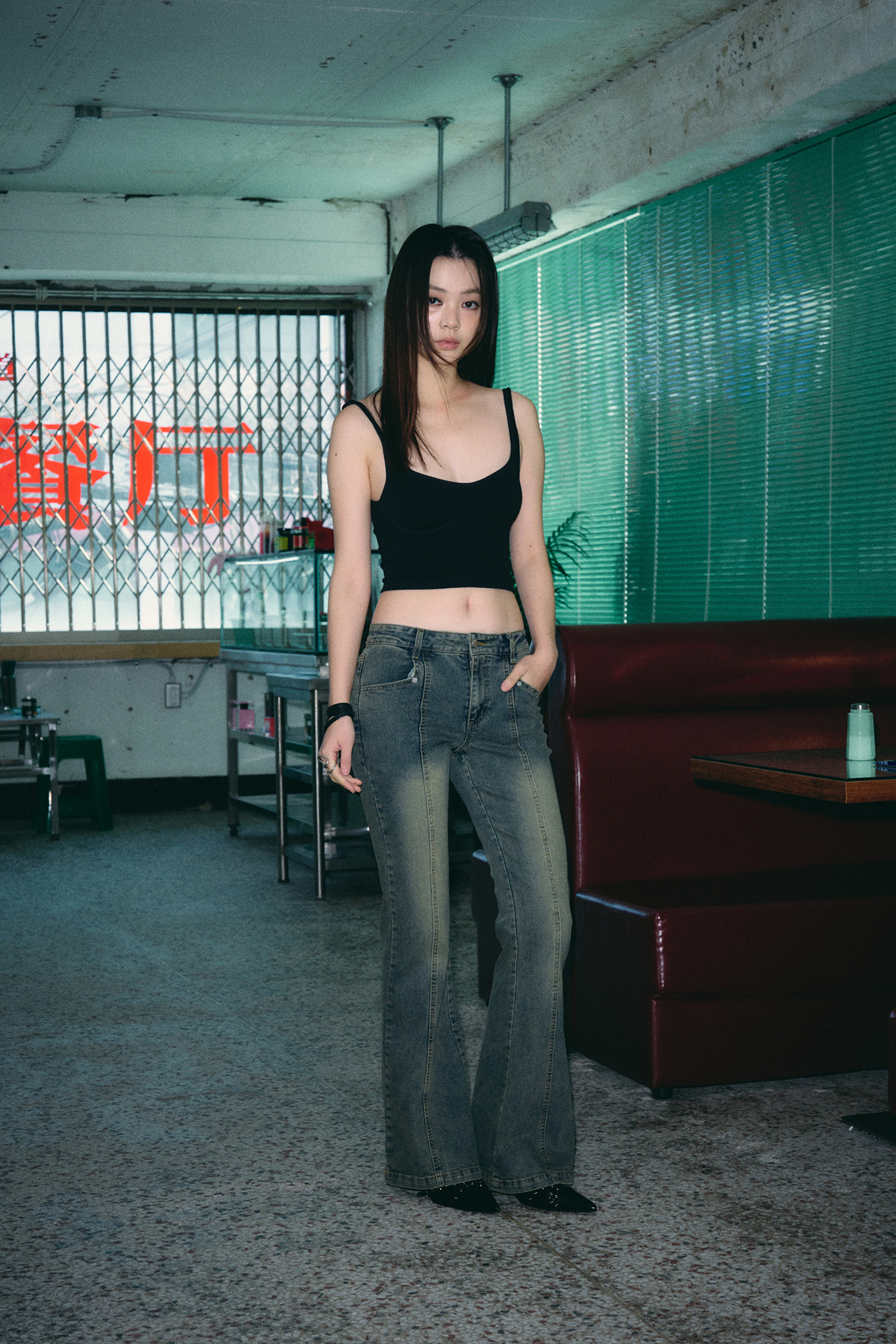 MUSINSA公式 | HELENE PARIS Washed Bootcut Denim Pants [Tin