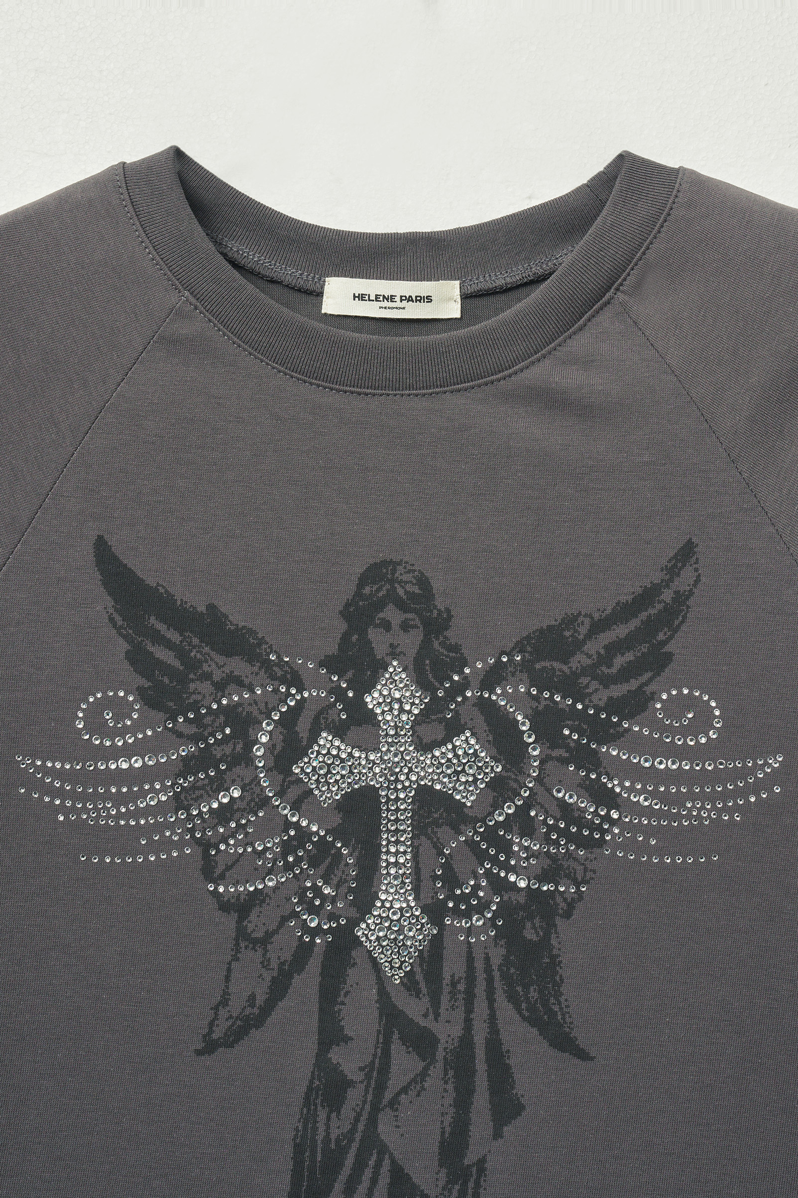 ★HELENE PARIS★ Angel Lettering Cubic Half T-Shirt Black MUSINSA | HELENE PARIS Angel Lettering Cubic Half T-Shirt