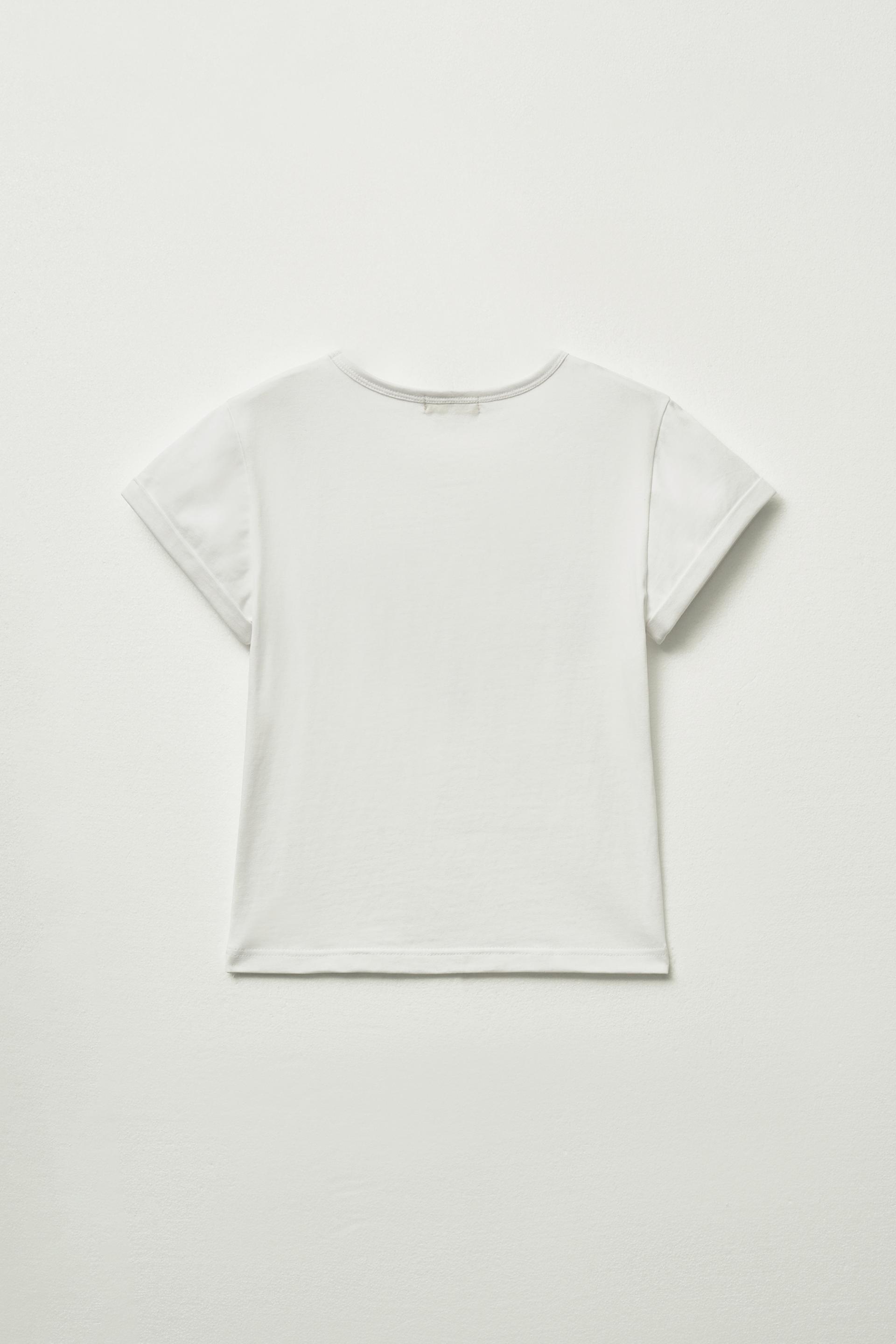 MUSINSA | HELENE PARIS Helene Stud Applique Half T-Shirt [White]