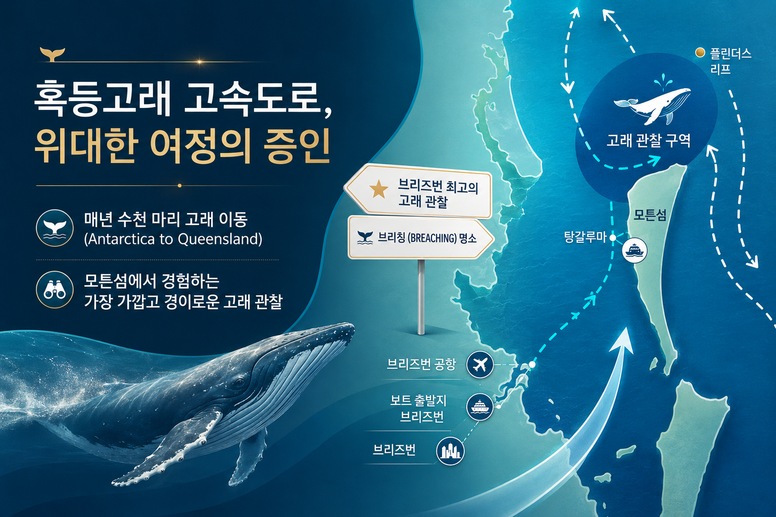 [현대여행사] 브리즈번 출발 탕갈루마 웨일와칭 데이 크루즈 (6월~10월 시즌 한정)