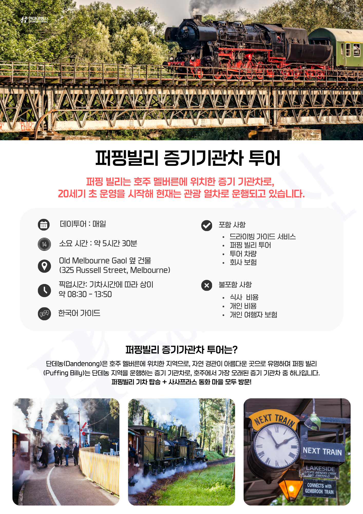 멜버른 퍼핑빌리 증기기관차 데이투어