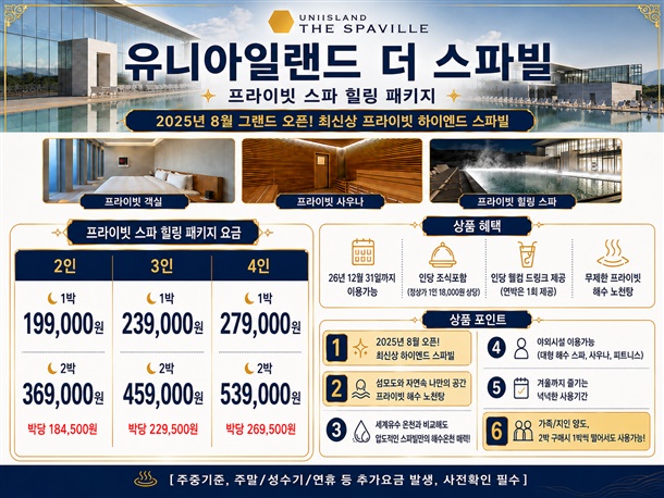 ★쓰리백 전용 비밀특가링크★ 유니아일랜드 더 스파빌 숙박권
