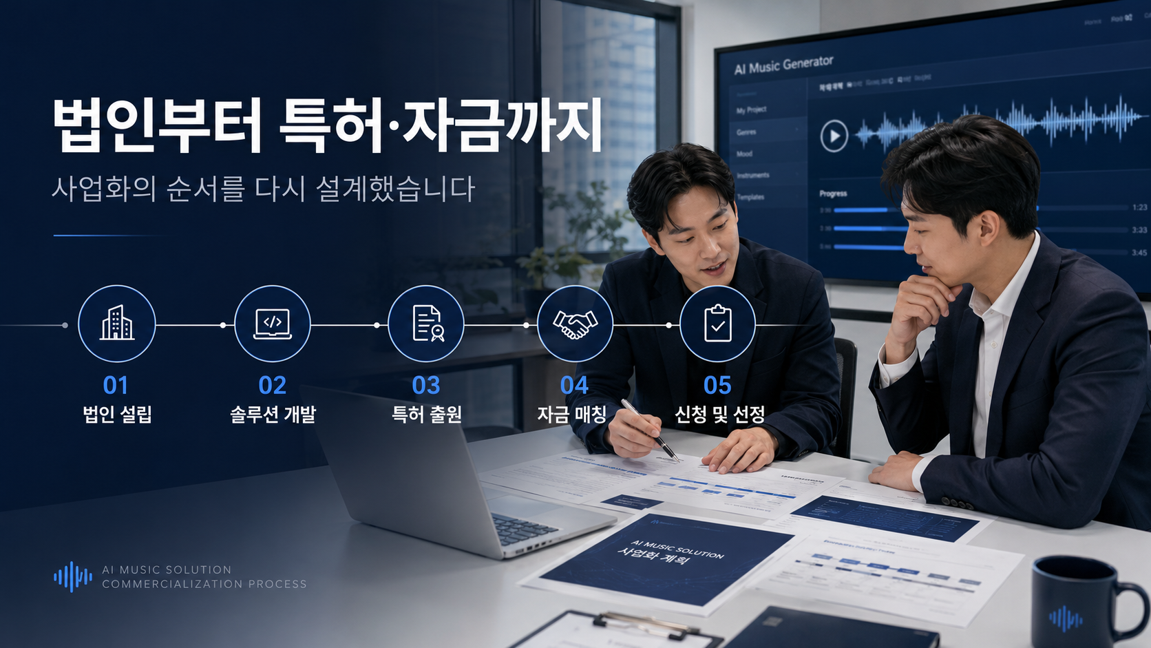 지원사업마다 탈락하던 작곡가가 AI 음악 제작 솔루션으로 약 6억을 확보하기까지 유인어스 사업화 5단계 프로세스
