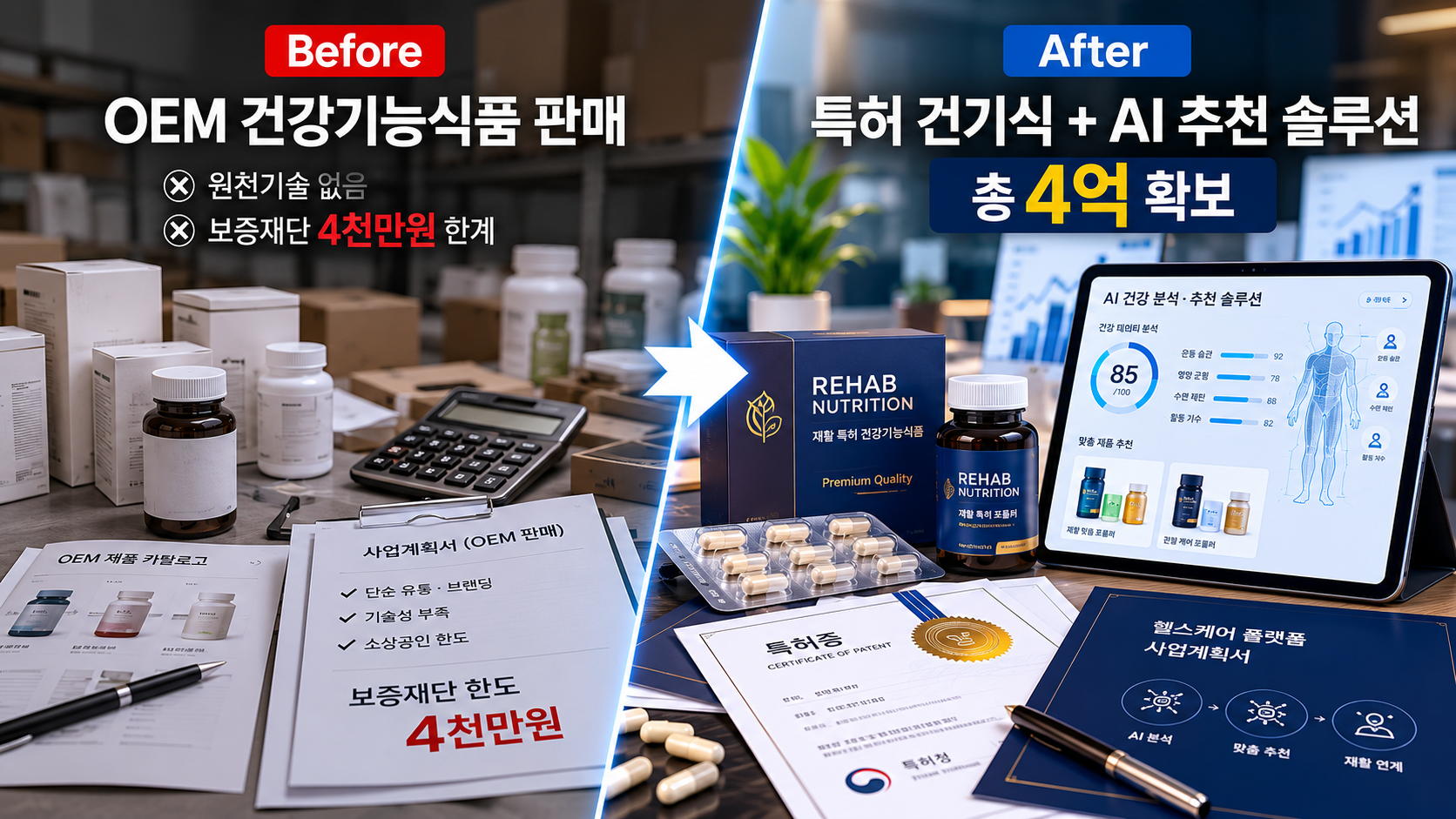 OEM 건강기능식품 기업이 AI 건강 분석 추천 솔루션으로 전환해 총 4억을 확보한 유인어스 성공사례 썸네일