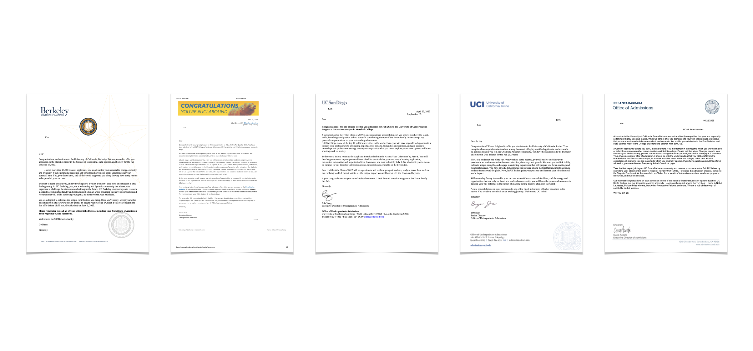 UCLA, UC Berkeley, UCSD, UCI, UCSB UC편입 성공사례 합격증 Data Science 데이터 사이언스 전공 합격 후기
