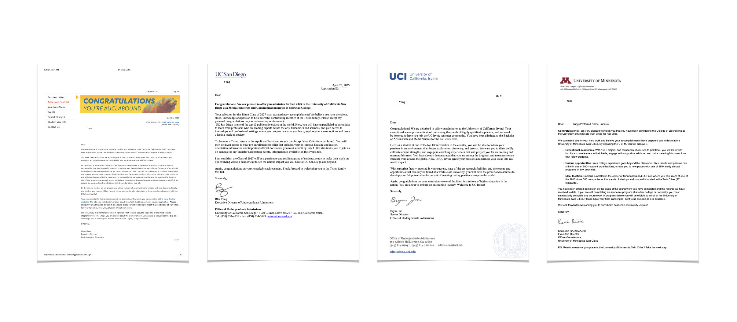 UCLA, UC버클리, UCSD, UCD, UCSB, UCI, Univ. of Minnesota, Purdue, UCR, UCSC 커뮤니테이션 , Film nd Video 전공 미국 명문대 UC편입 합격 성공사례