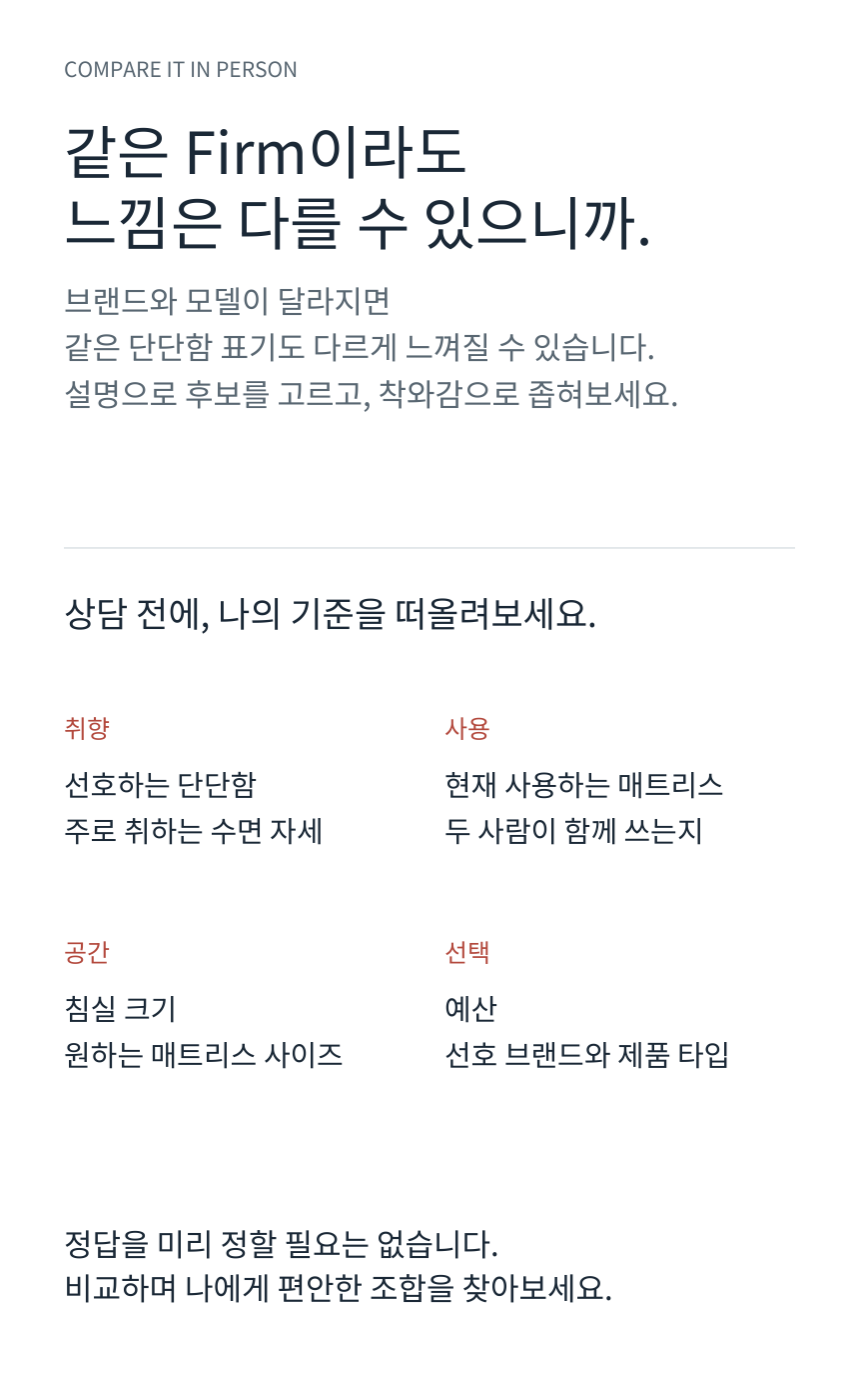 SEALY POSTUREPEDIC ELITE TIGHT TOP · 루모스에서 직접 비교해야 하는 이유