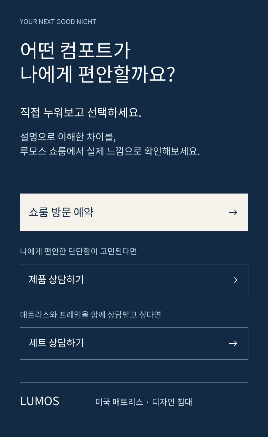 SEALY POSTUREPEDIC PRO HYBRID · 쇼룸 방문 및 제품 상담 안내