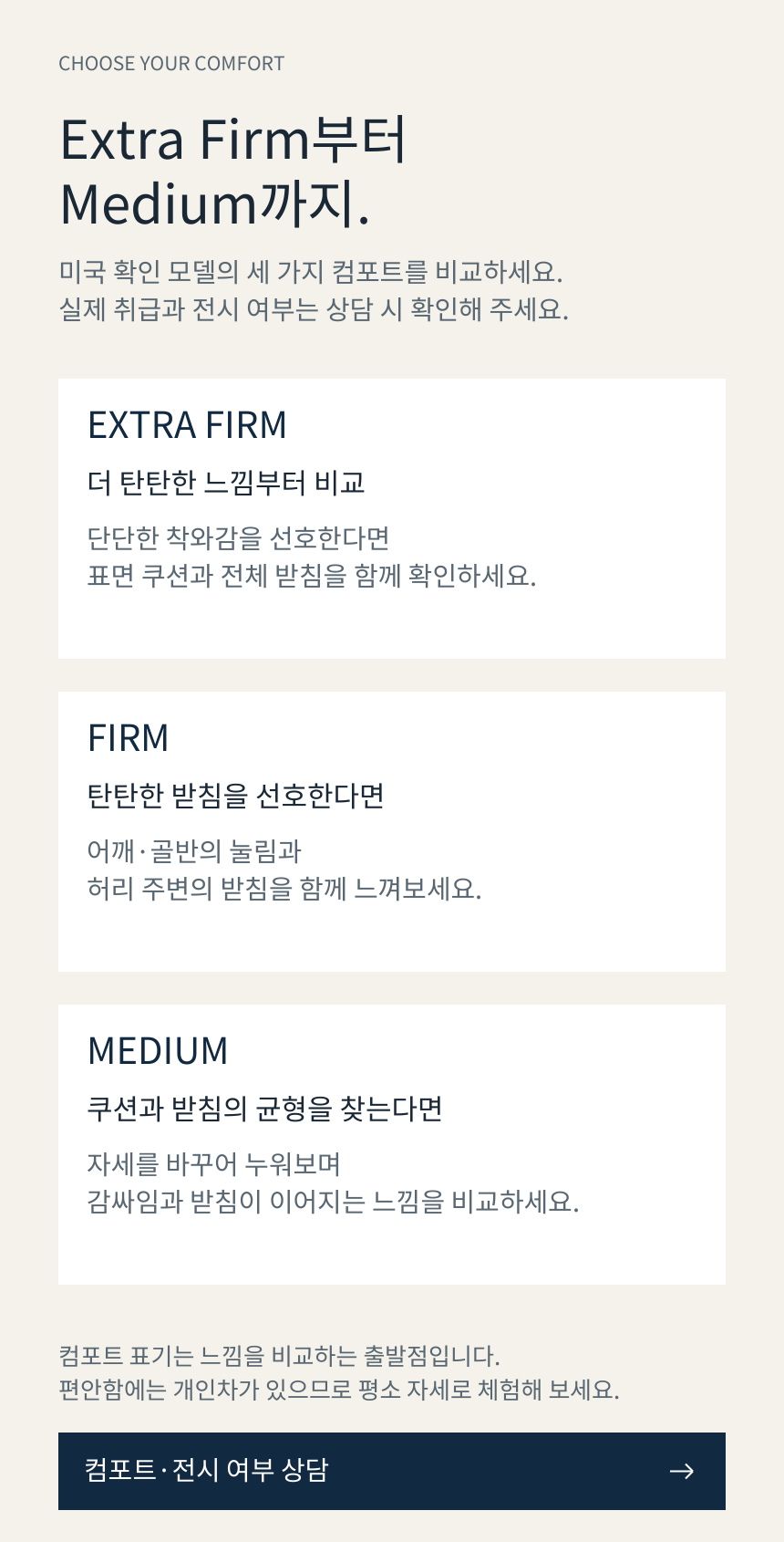 SEALY POSTUREPEDIC ELITE TIGHT TOP · 컴포트 비교 및 상담